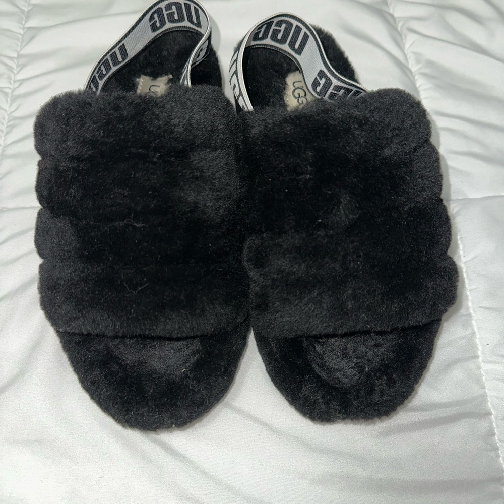 UGG Black Furry Sandals